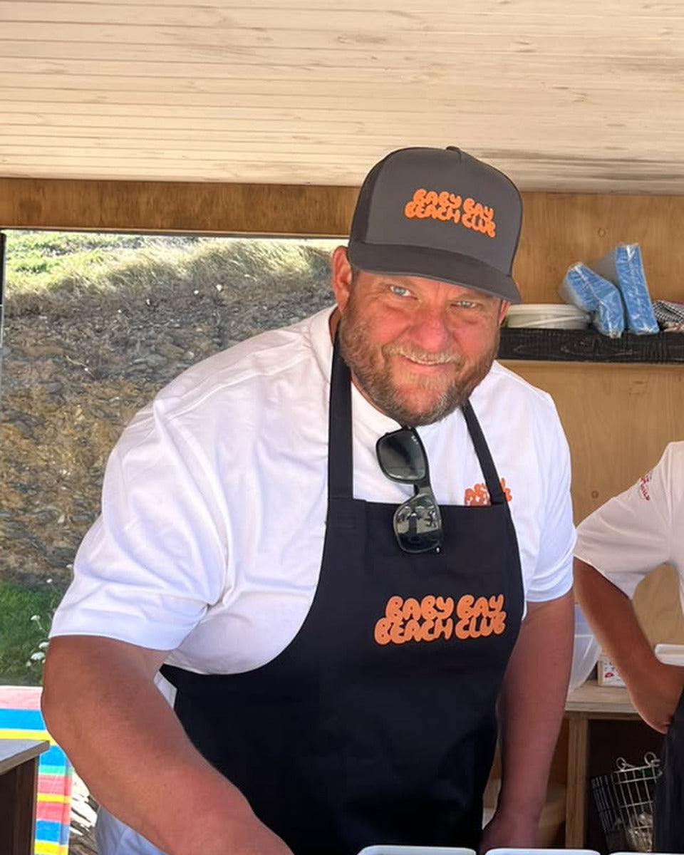 Baby Bay Beach Club cap worn by our chef